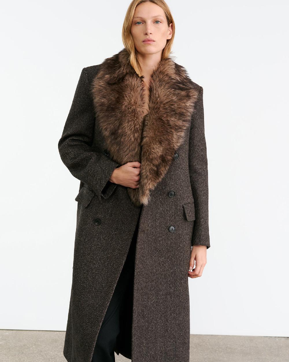 Nili Lotan EDINA COAT BARK HERRINGBONE