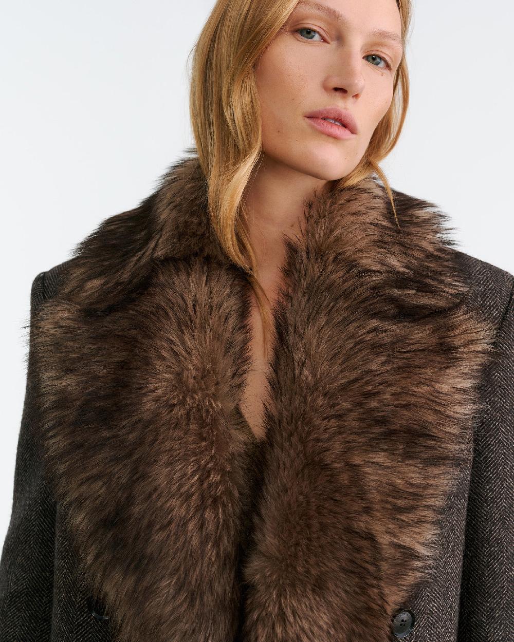 Nili Lotan EDINA COAT BARK HERRINGBONE