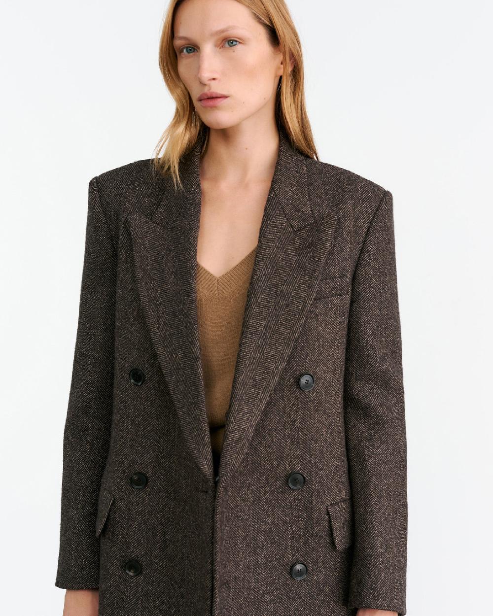 Nili Lotan EDINA COAT BARK HERRINGBONE