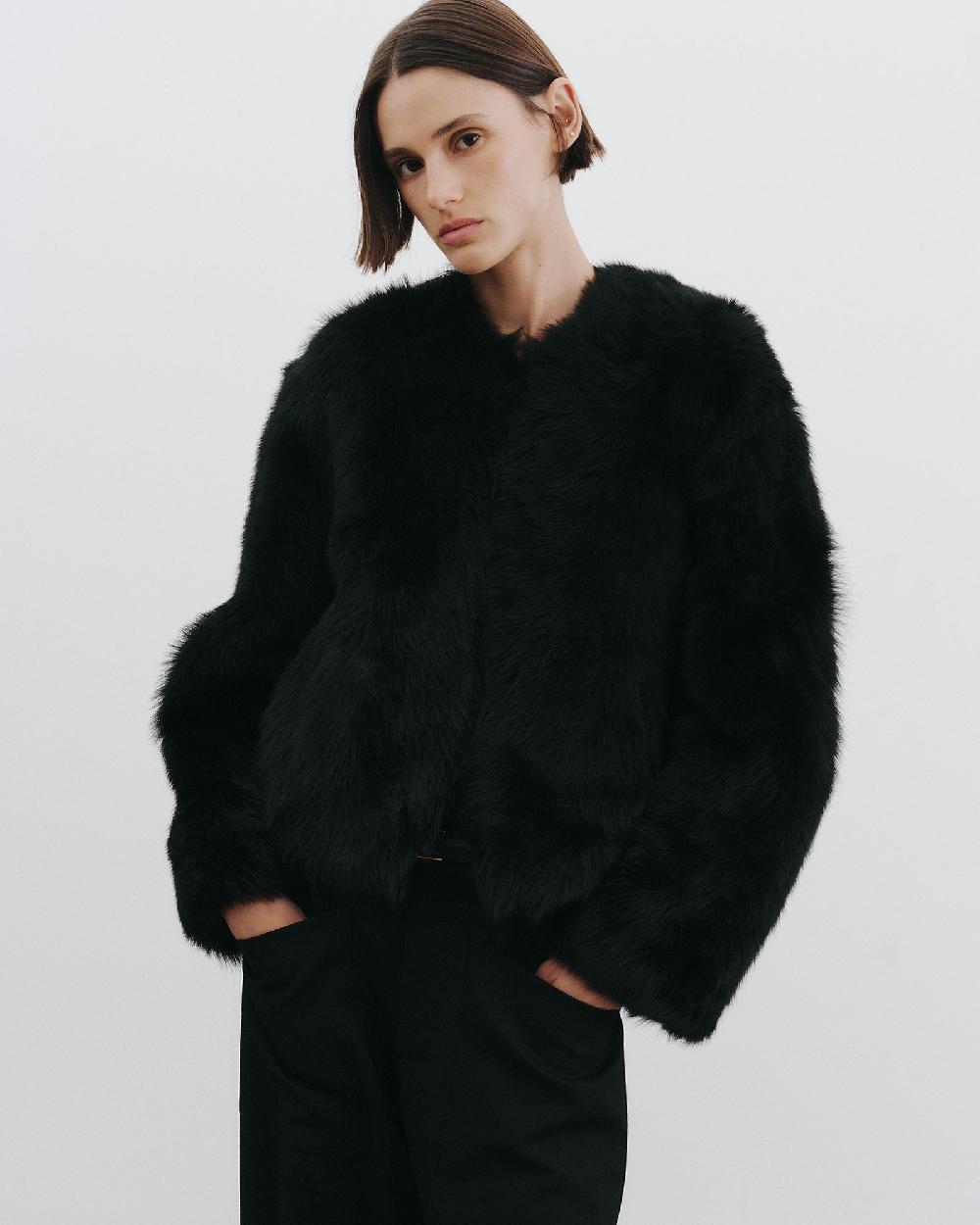 Nili Lotan ELAN SHEARLING JACKET BLACK