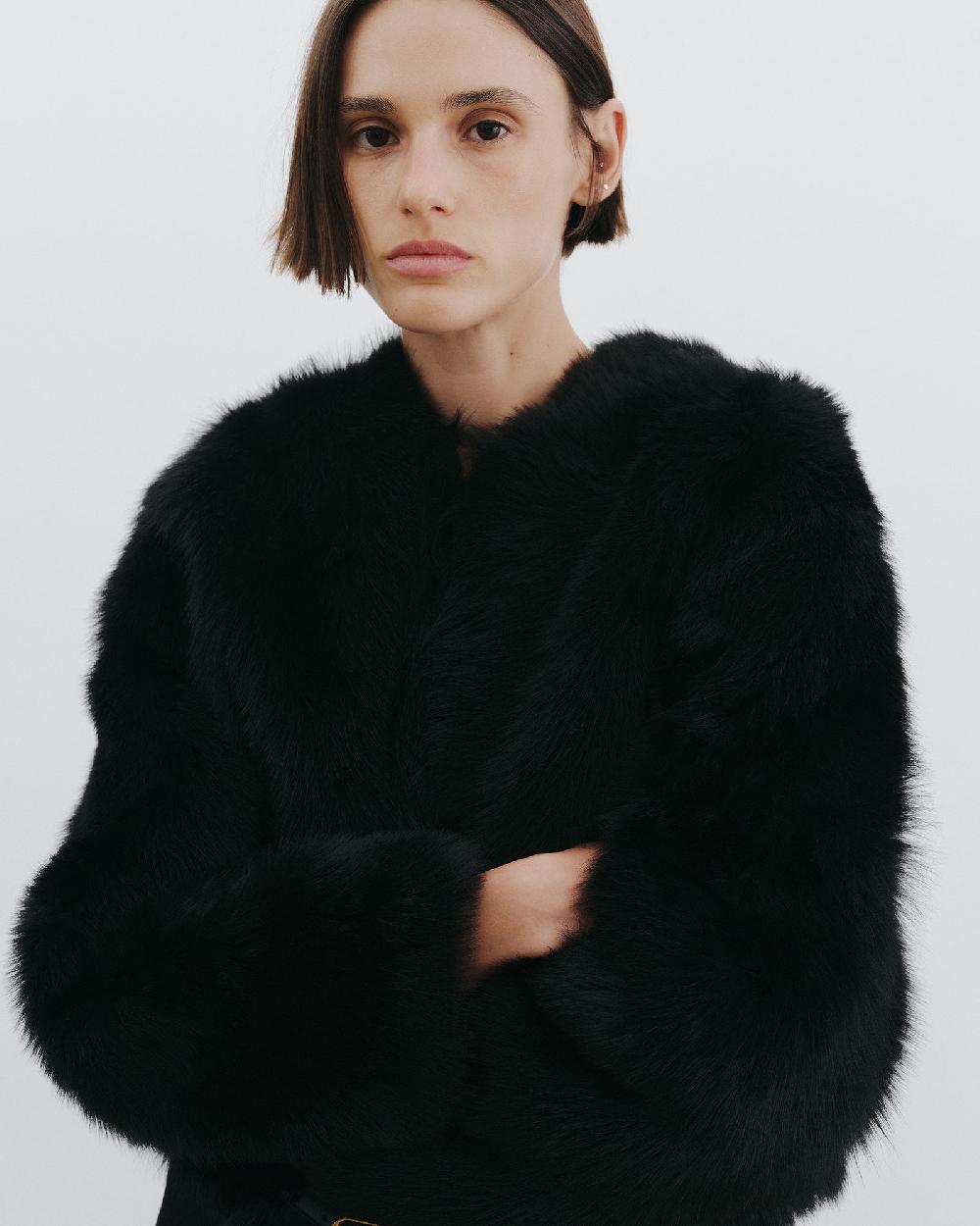 Nili Lotan ELAN SHEARLING JACKET BLACK