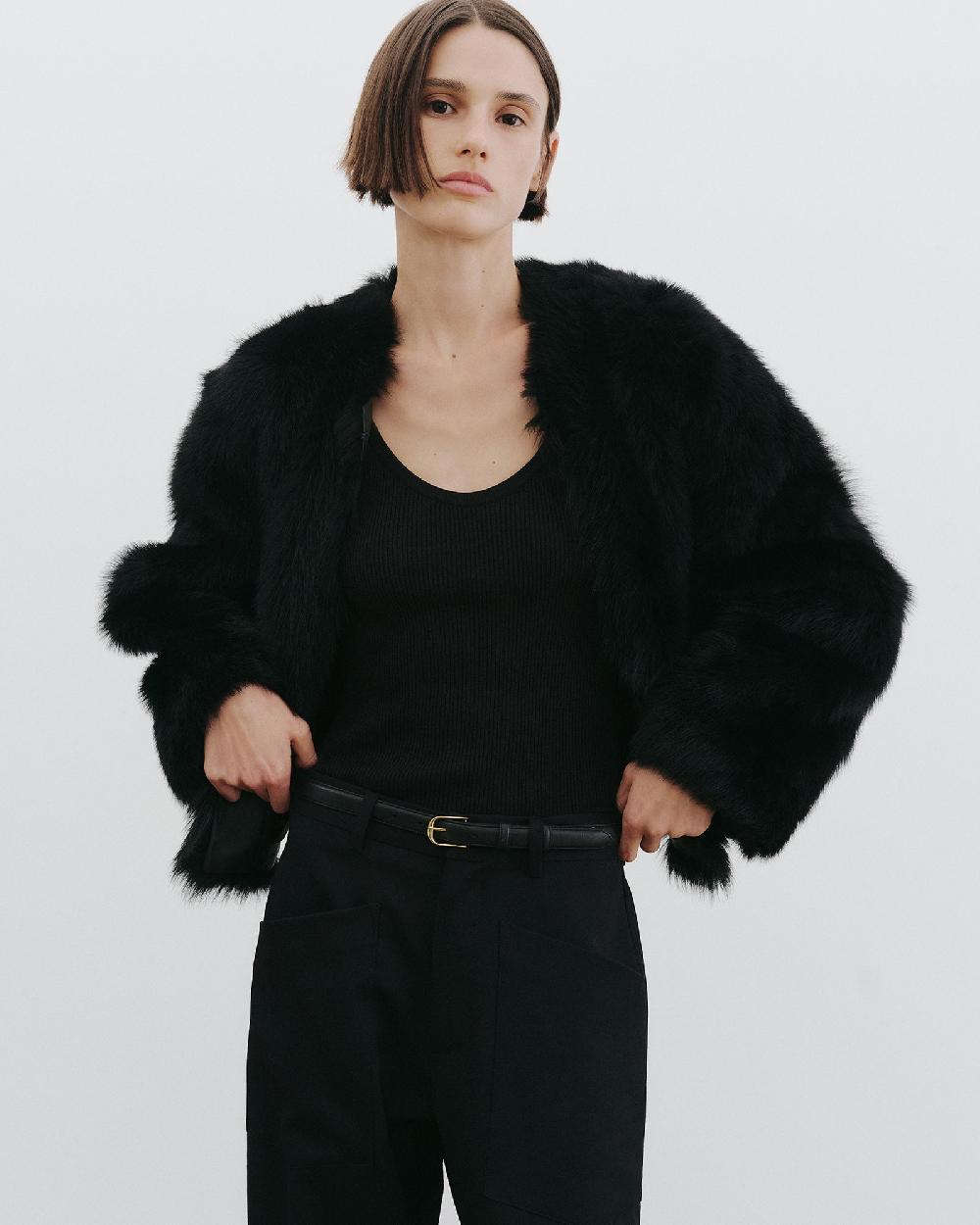 Nili Lotan ELAN SHEARLING JACKET BLACK