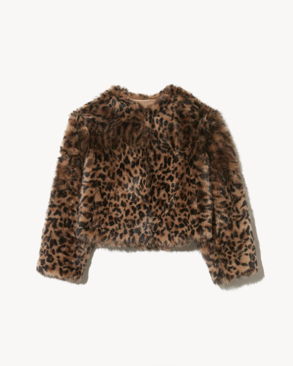 nili lotan ELAN SHEARLING JACKET CAMEL LEOPARD