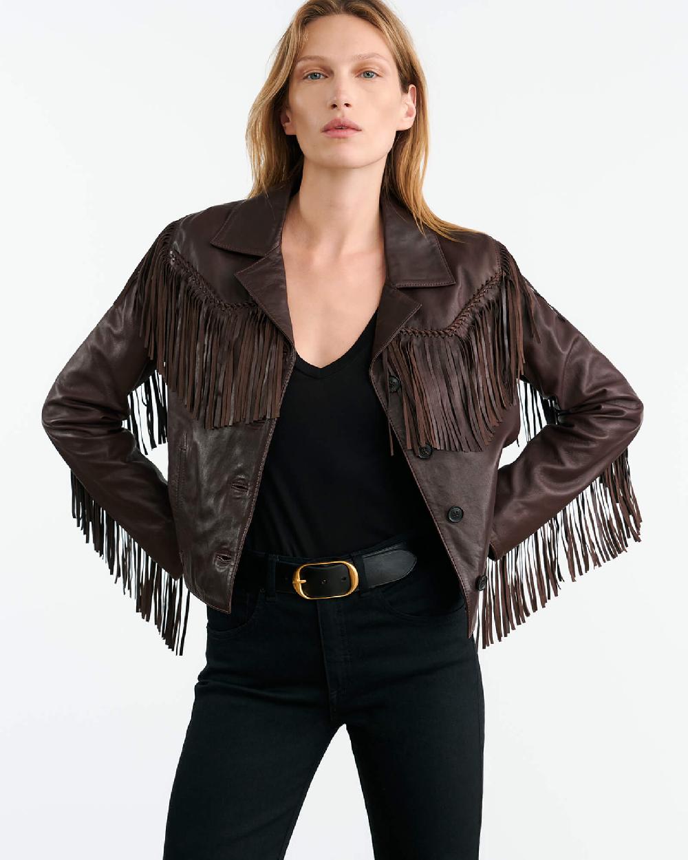 Nili Lotan ELOI LEATHER JACKET DARK BROWN
