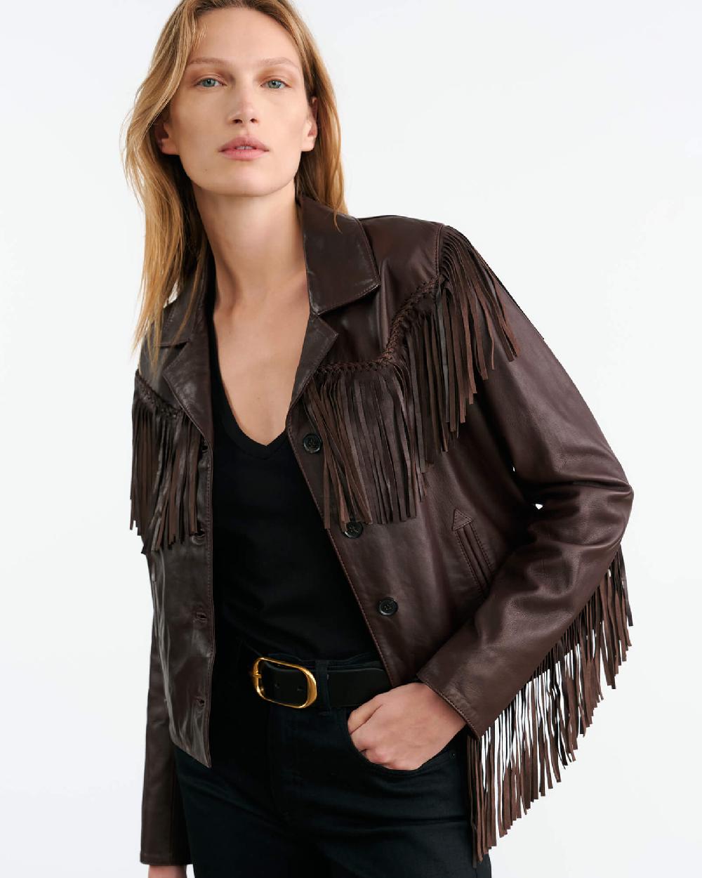 Nili Lotan ELOI LEATHER JACKET DARK BROWN
