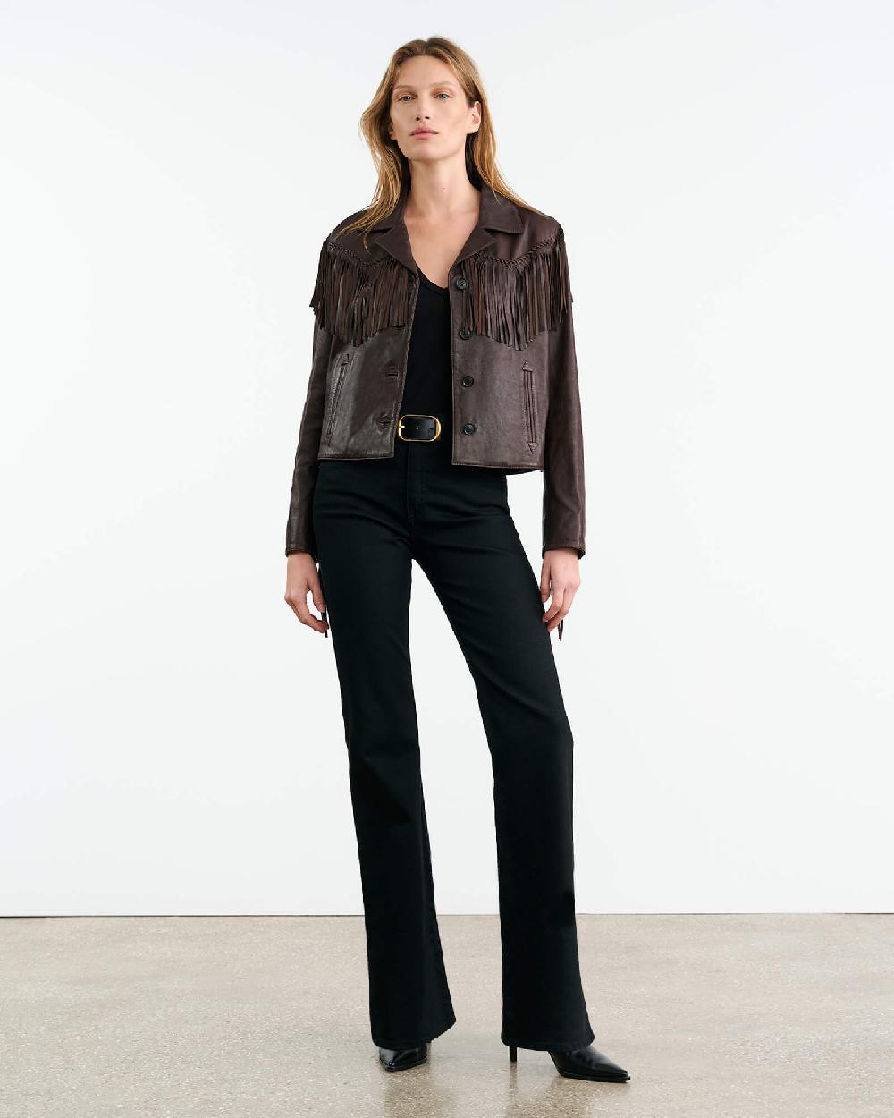 Nili Lotan ELOI LEATHER JACKET DARK BROWN