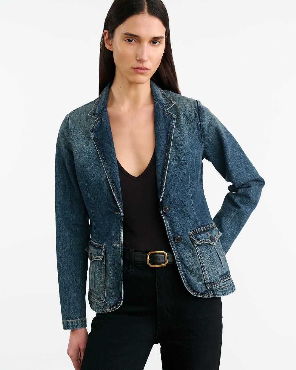 Nili Lotan ELTON DENIM BLAZER SIMON WASH