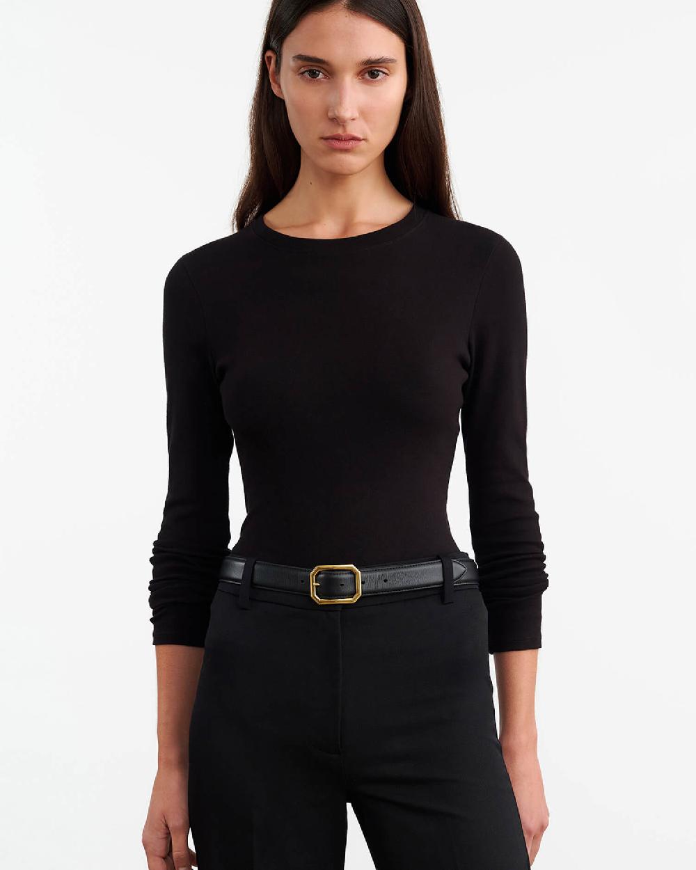 Nili Lotan EMELIE LONG SLEEVE TEE BLACK