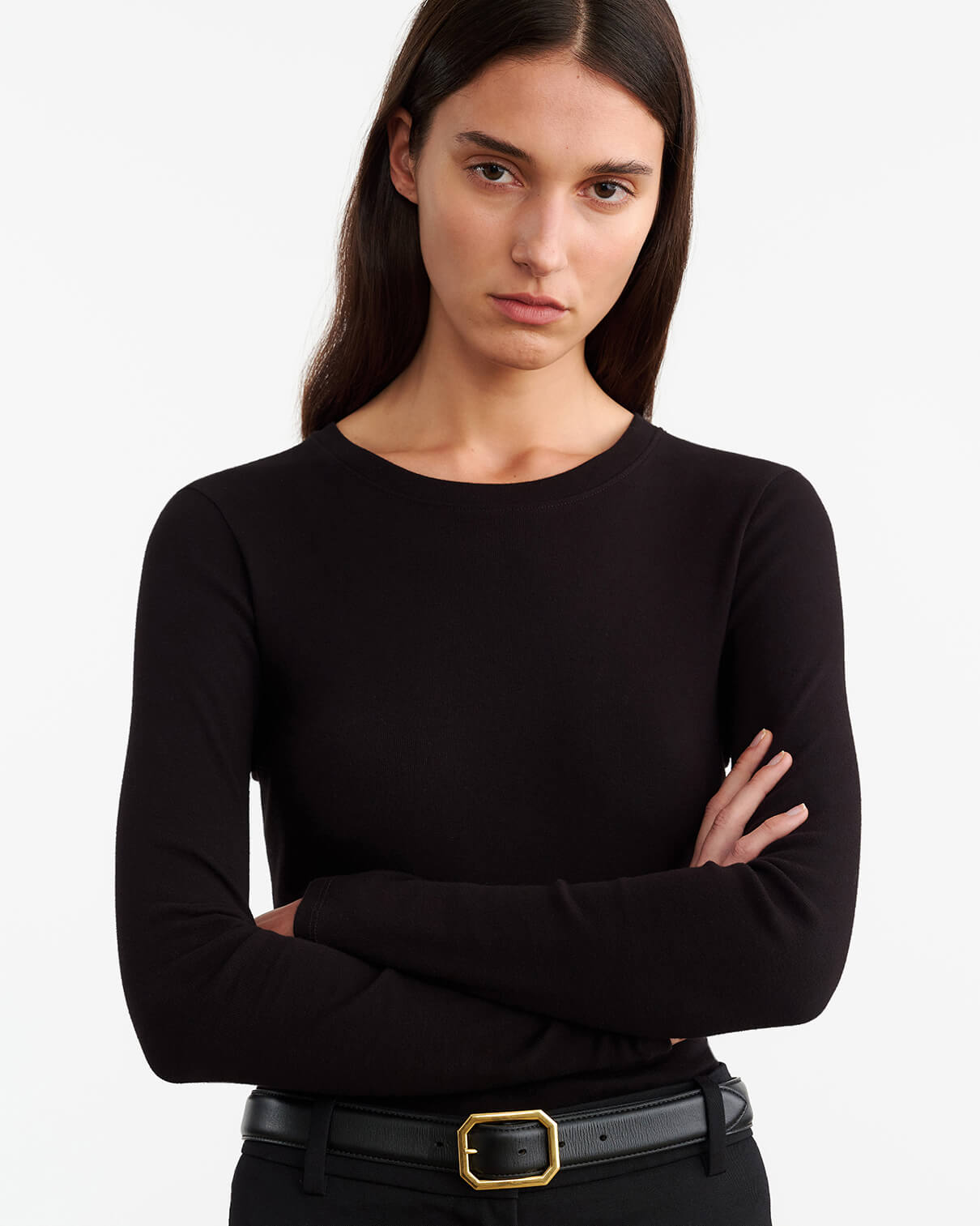 Nili Lotan EMELIE LONG SLEEVE TEE BLACK
