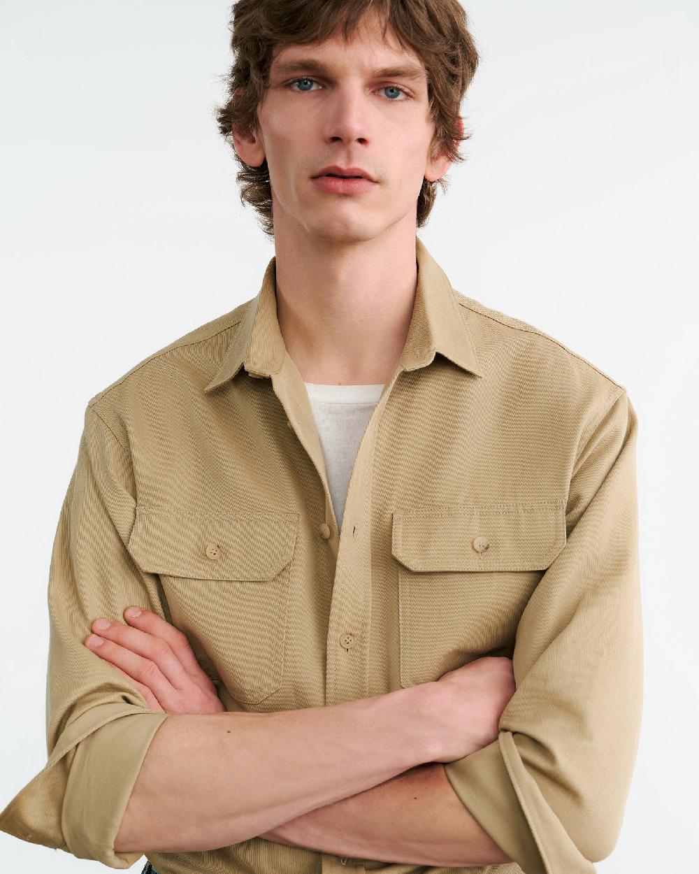 Nili Lotan EVANDER SHIRT DESERT KHAKI