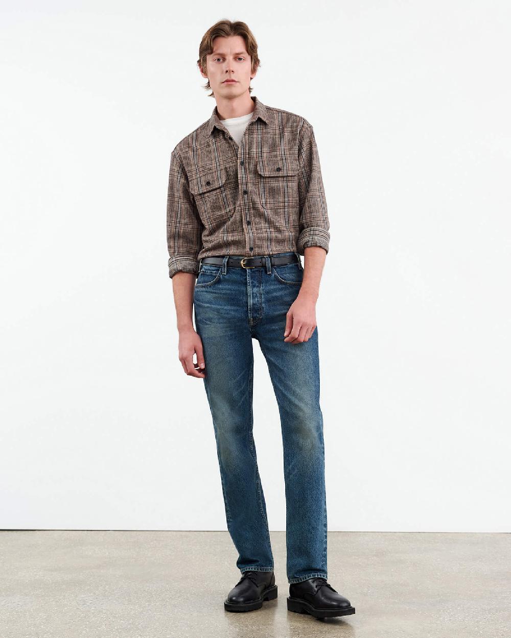 Nili Lotan EVANDER SHIRT SAND PLAID