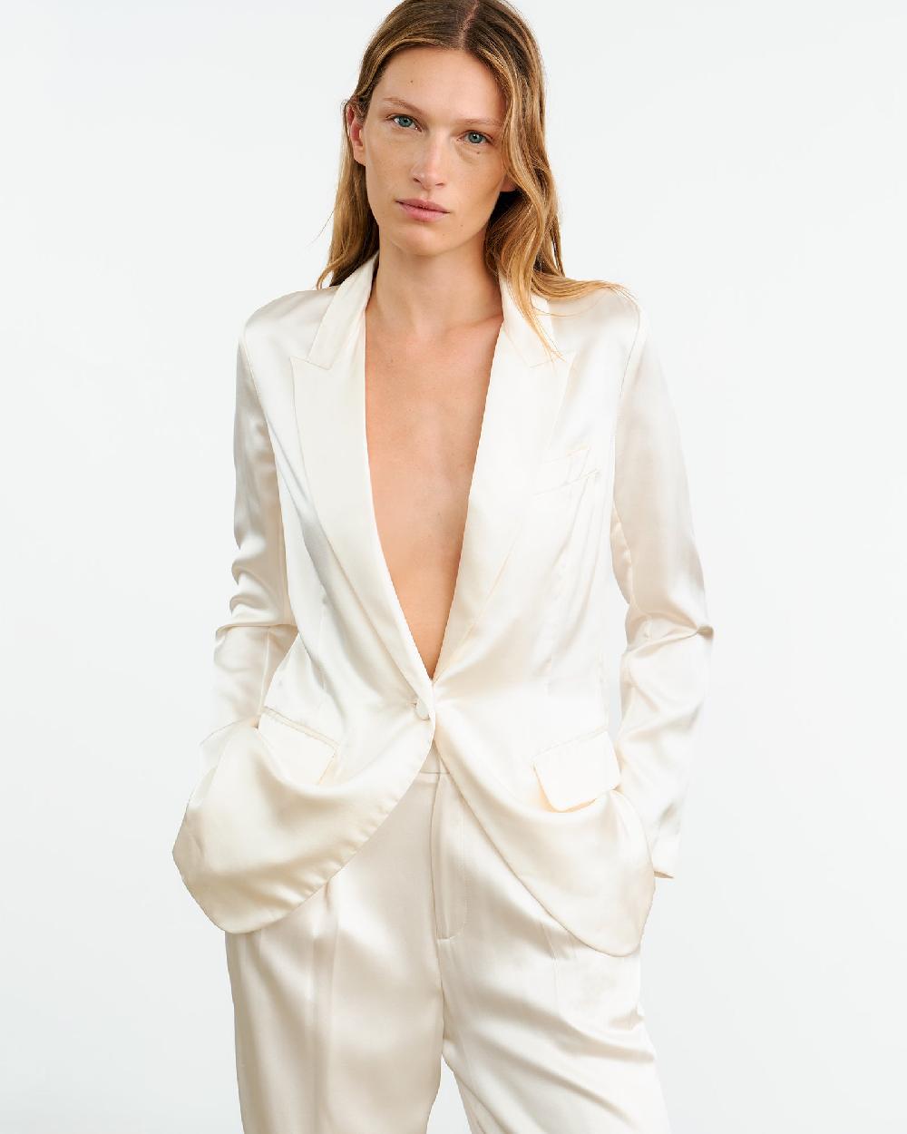 Nili Lotan EVELINE SILK JACKET IVORY