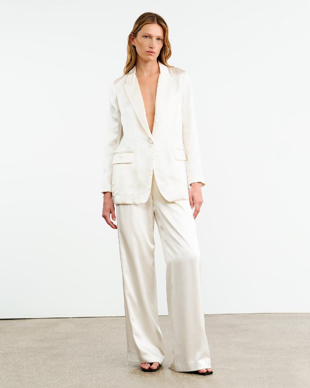 Nili Lotan EVELINE SILK JACKET IVORY