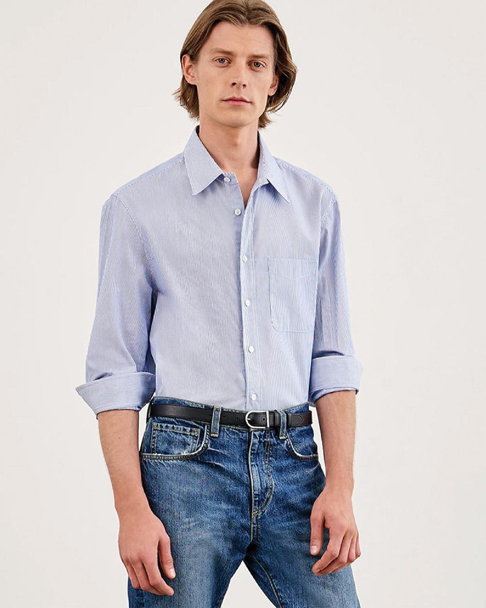 Nili Lotan FINN SHIRT BLUE/WHITE STRIPE