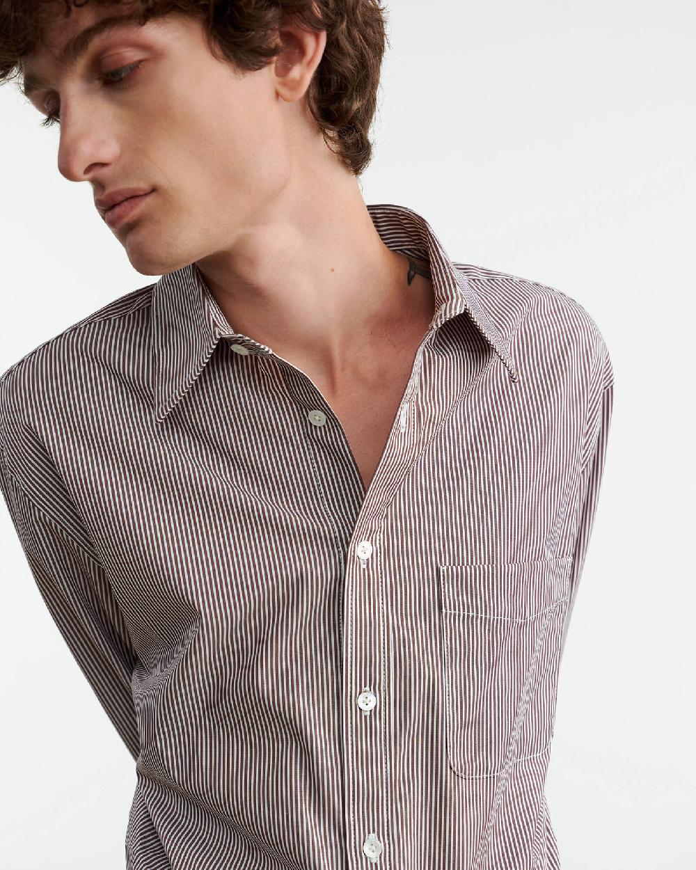 Nili Lotan FINN SHIRT MINI BROWN STRIPE