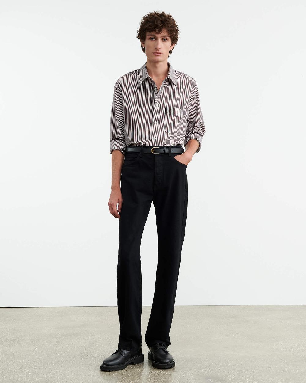 Nili Lotan FINN SHIRT MINI BROWN STRIPE