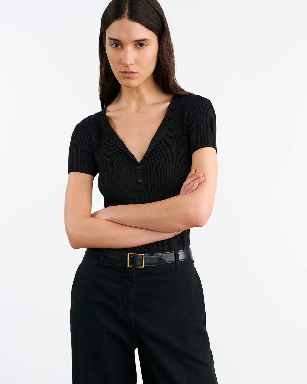 Nili Lotan FRANCENE SILK KNIT SWEATER BLACK