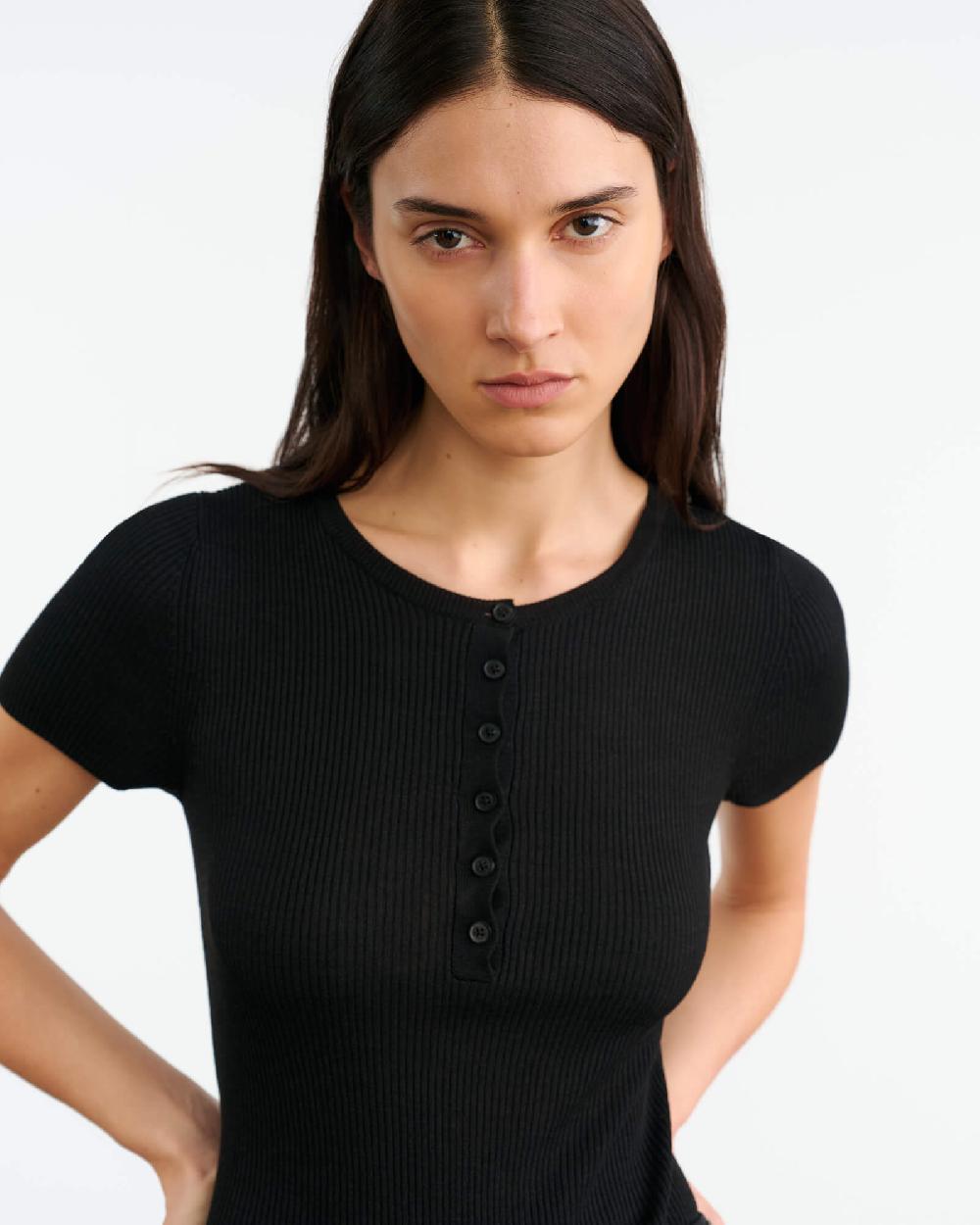 Nili Lotan FRANCENE SILK KNIT SWEATER BLACK