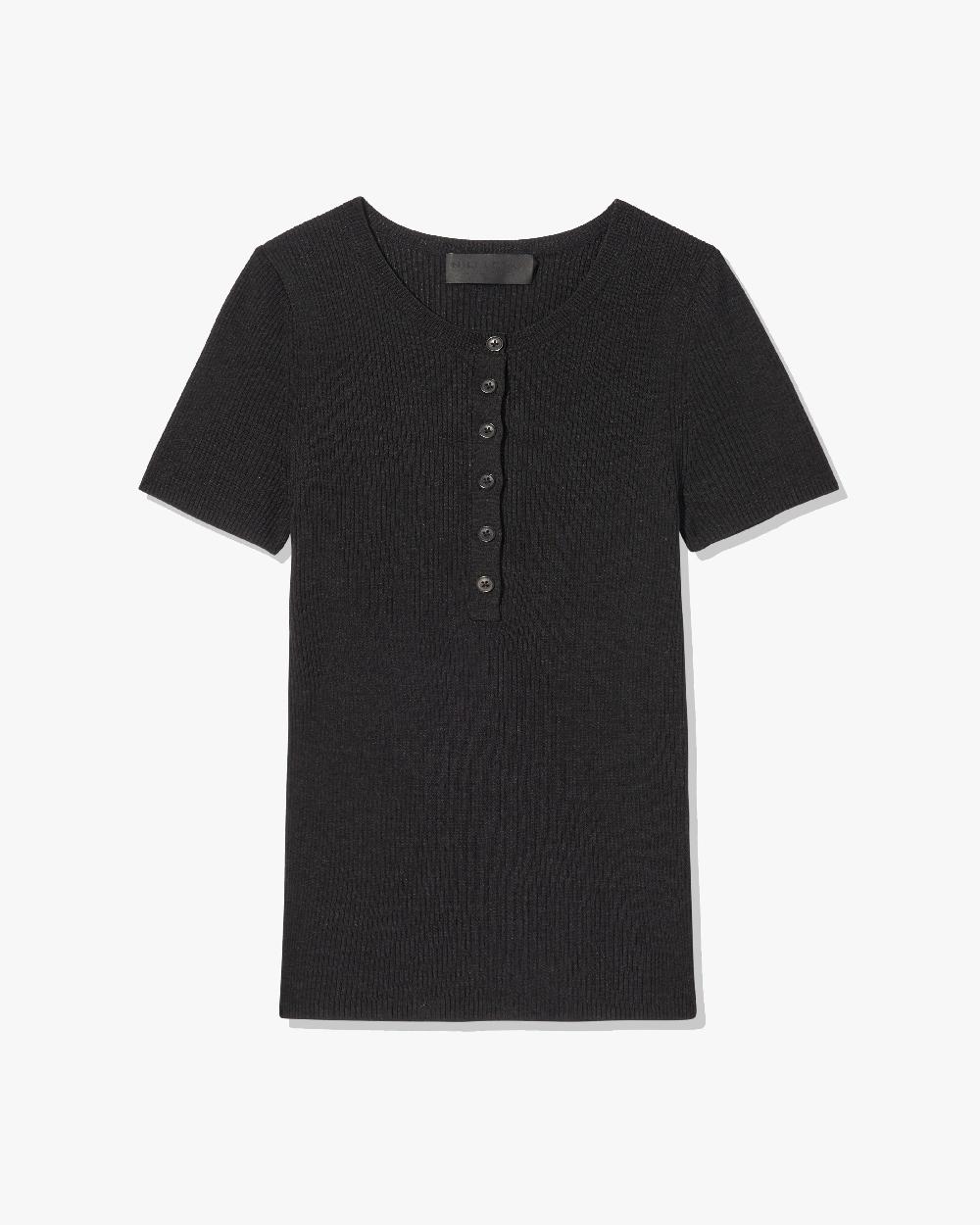 nili lotan FRANCENE SILK KNIT SWEATER BLACK