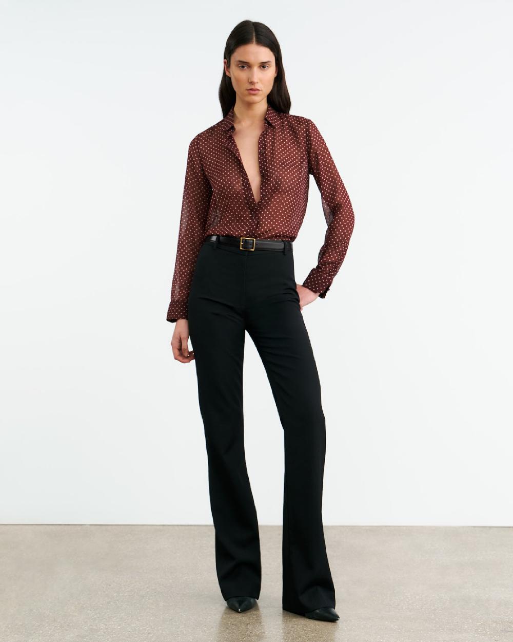 Nili Lotan GAIA SILK SHIRT BORDEAUX/CREAM DOTS