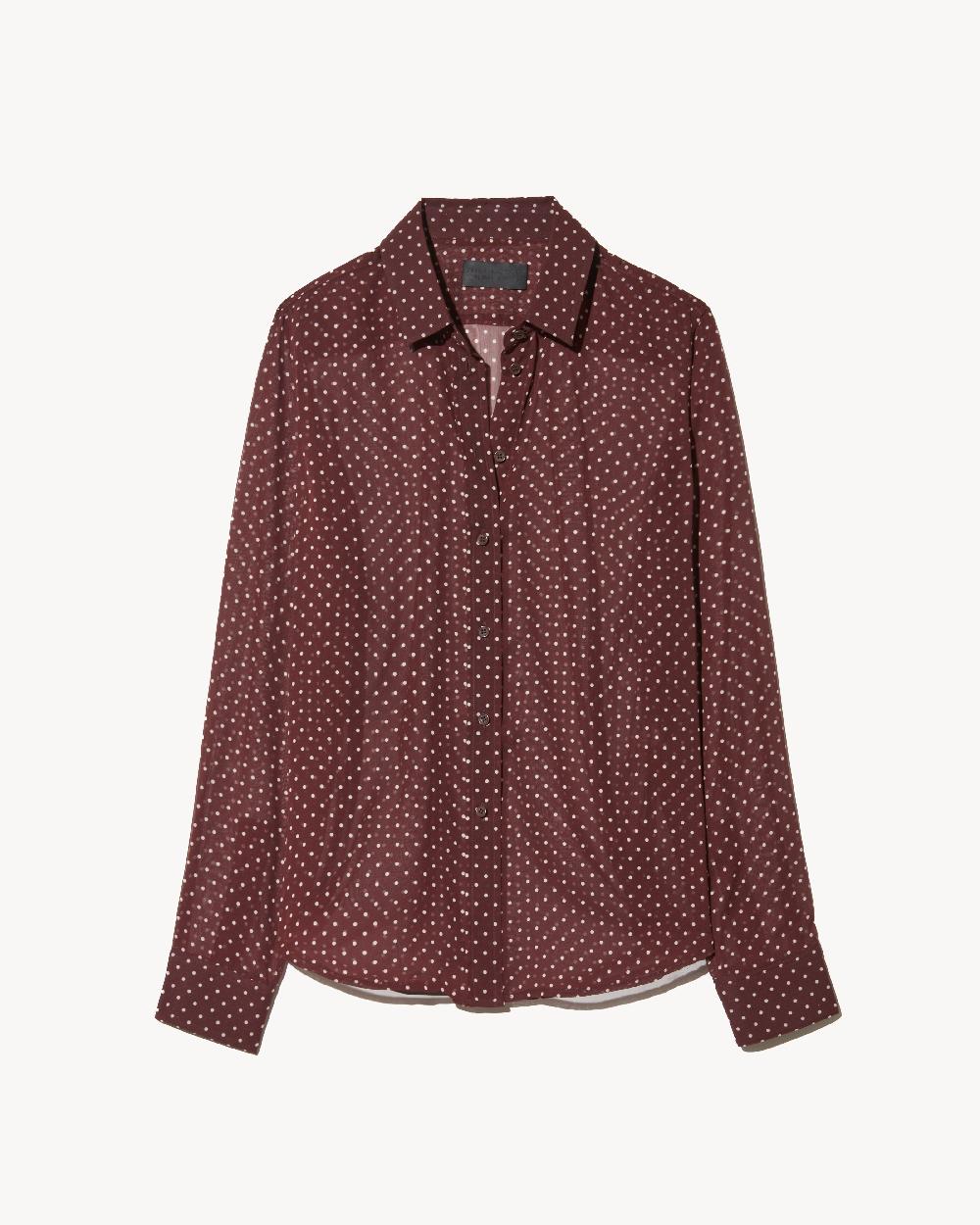 nili lotan GAIA SILK SHIRT BORDEAUX/CREAM DOTS