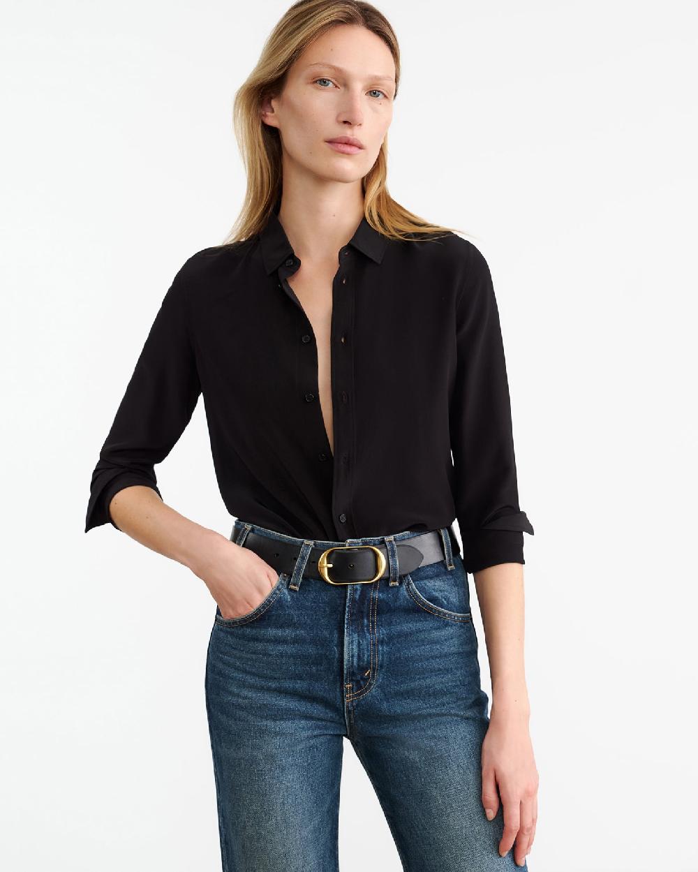 Nili Lotan GAIA SILK SHIRT COGNAC
