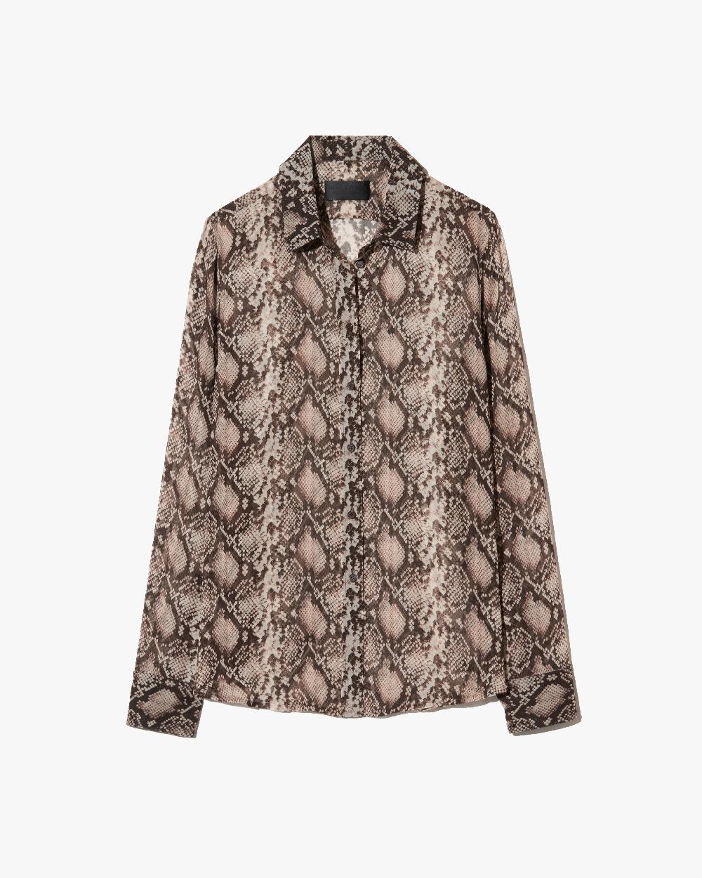 nili lotan GAIA SILK SHIRT STONE/BROWN SNAKE PRINT