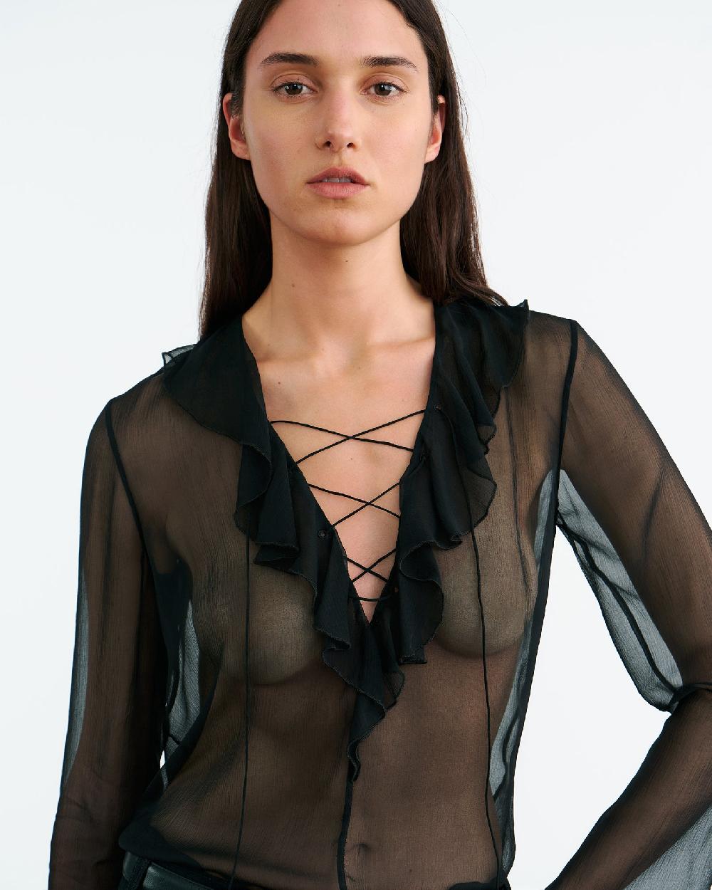Nili Lotan GISELLA SILK BLOUSE BLACK