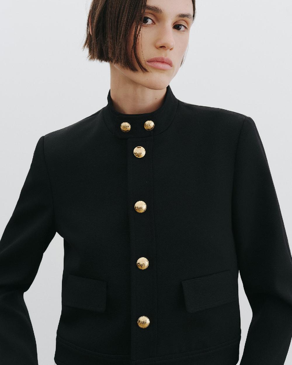 Nili Lotan HADLEY CROPPED WOOL JACKET BLACK