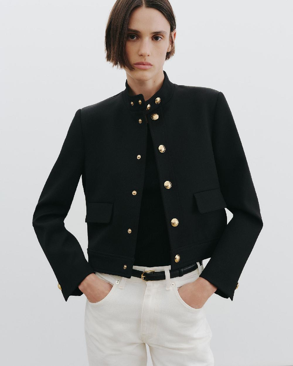 Nili Lotan HADLEY CROPPED WOOL JACKET BLACK