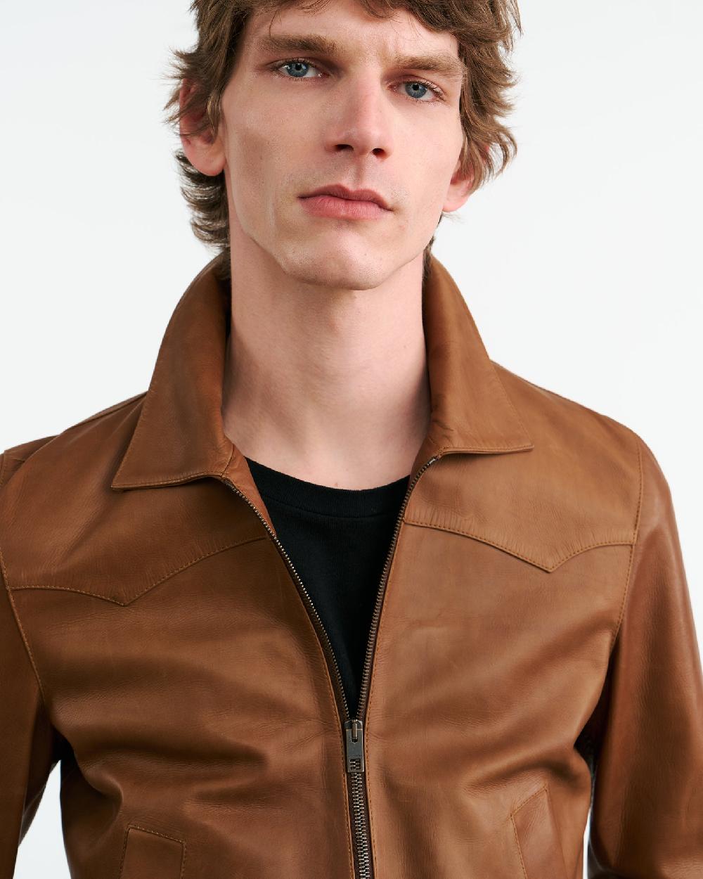 Nili Lotan HAMMOND LEATHER JACKET COGNAC