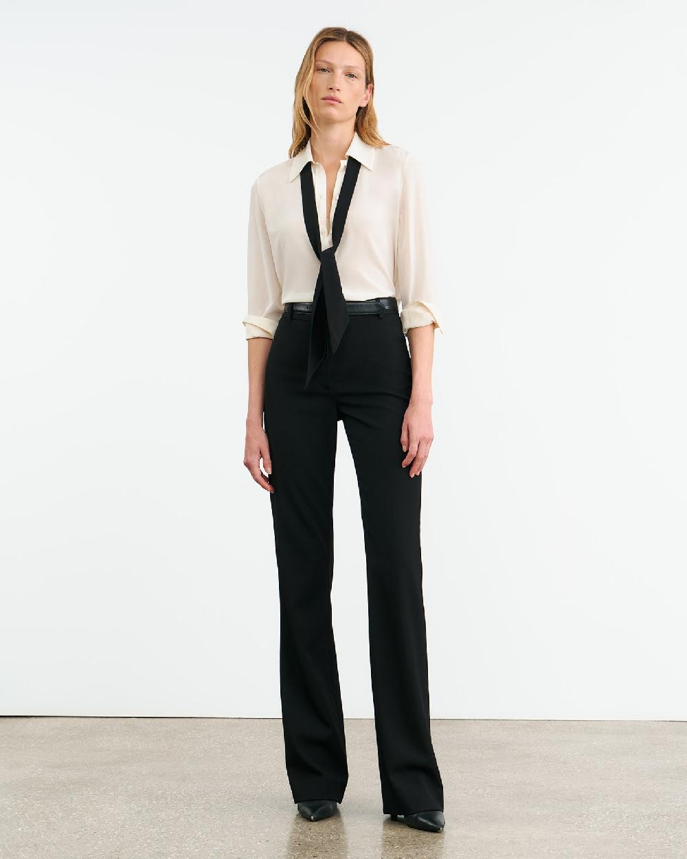 Nili Lotan HANFORD SILK SHIRT IVORY/BLACK