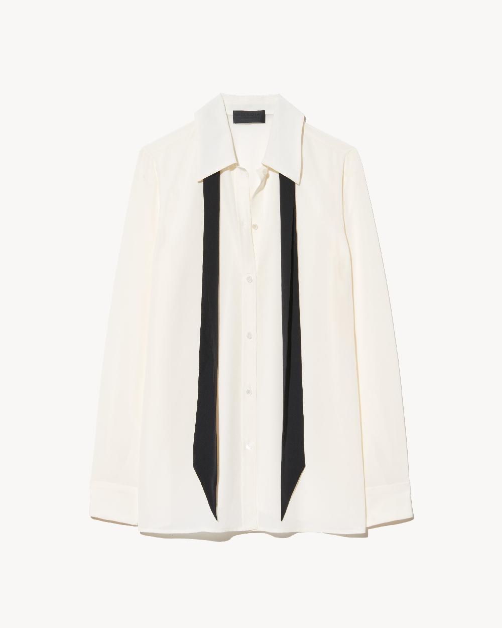 nili lotan HANFORD SILK SHIRT IVORY/BLACK