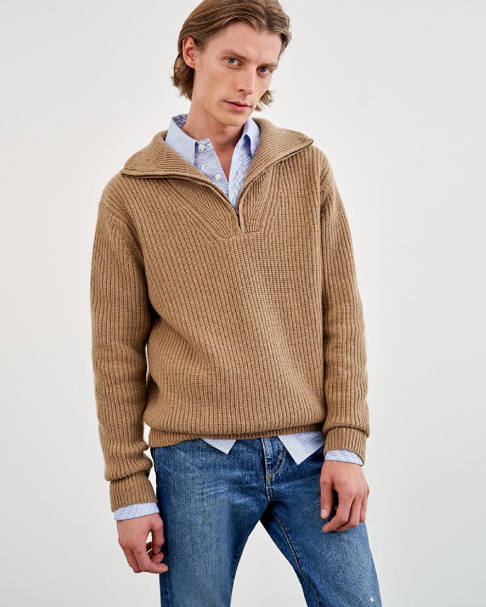 Nili Lotan HESTON CASHMERE SWEATER TAN