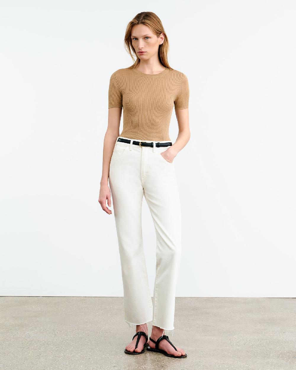 Nili Lotan HETTIE SILK KNIT TEE STONE