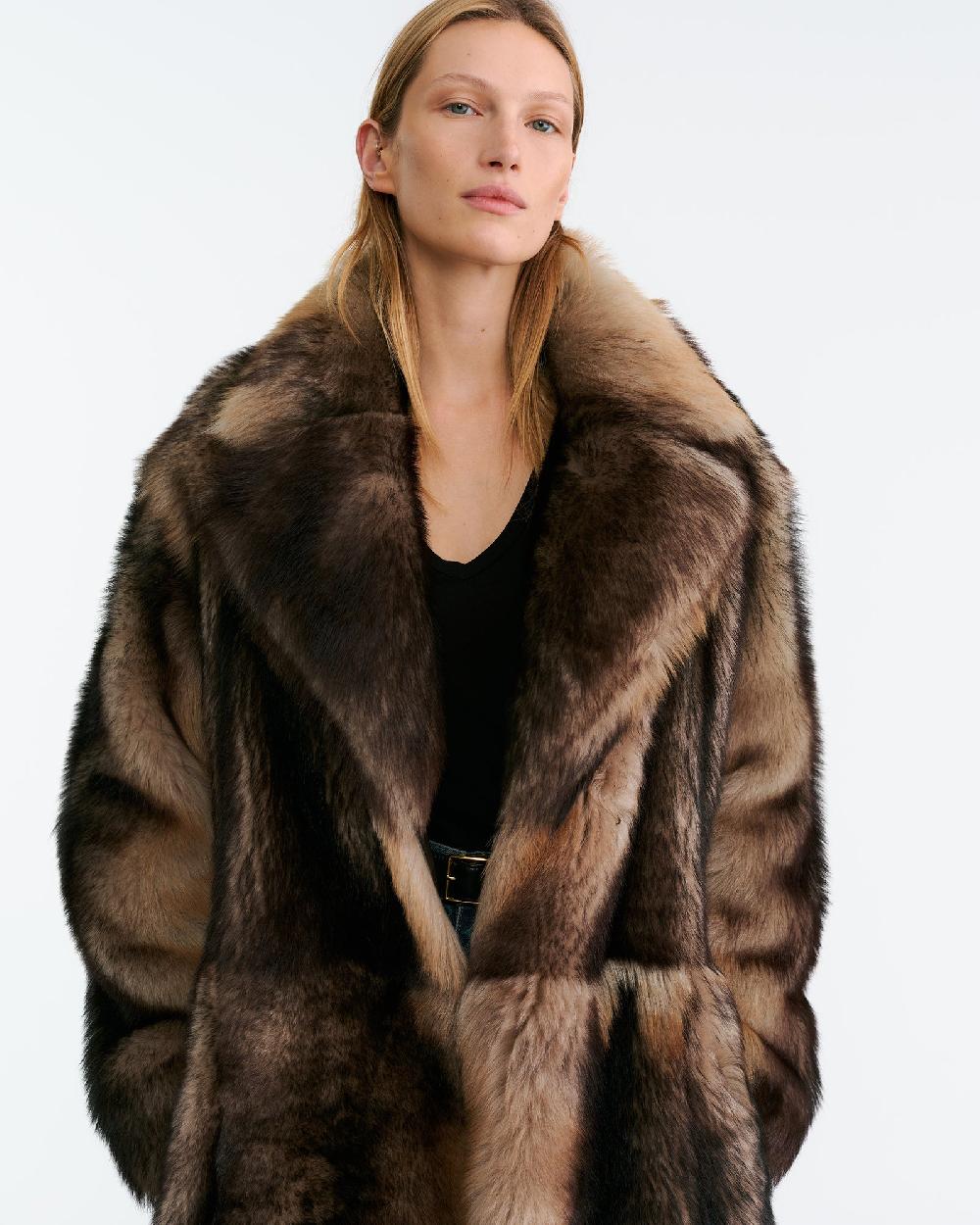 Nili Lotan INGRID SHEARLING COAT BROWN