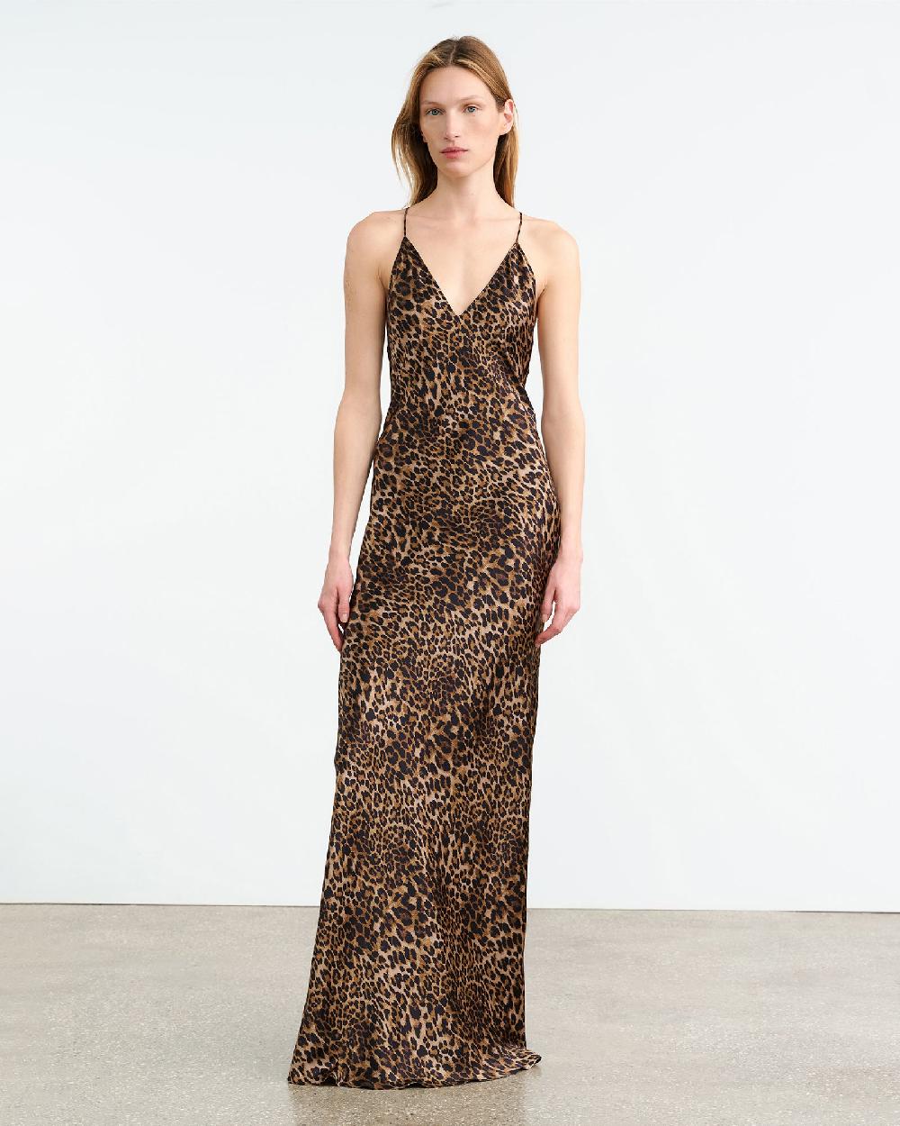 Nili Lotan IRA SILK GOWN VINTAGE LEOPARD PRINT
