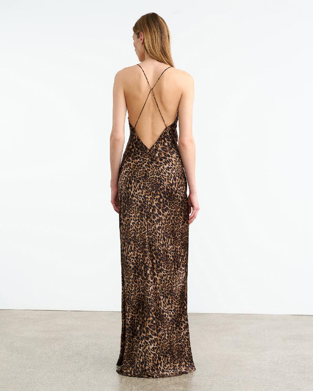Nili Lotan IRA SILK GOWN VINTAGE LEOPARD PRINT