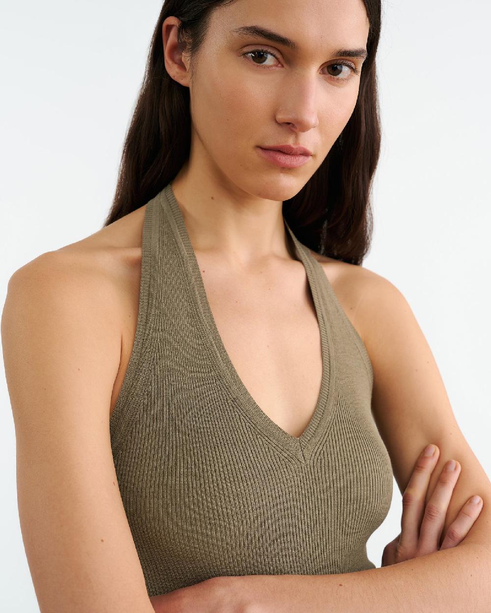 Nili Lotan IVEY SILK HALTER BLACK