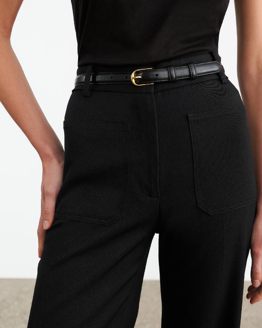 Nili Lotan JANE BELT BLACK W/SHINY BRASS BUCKLE