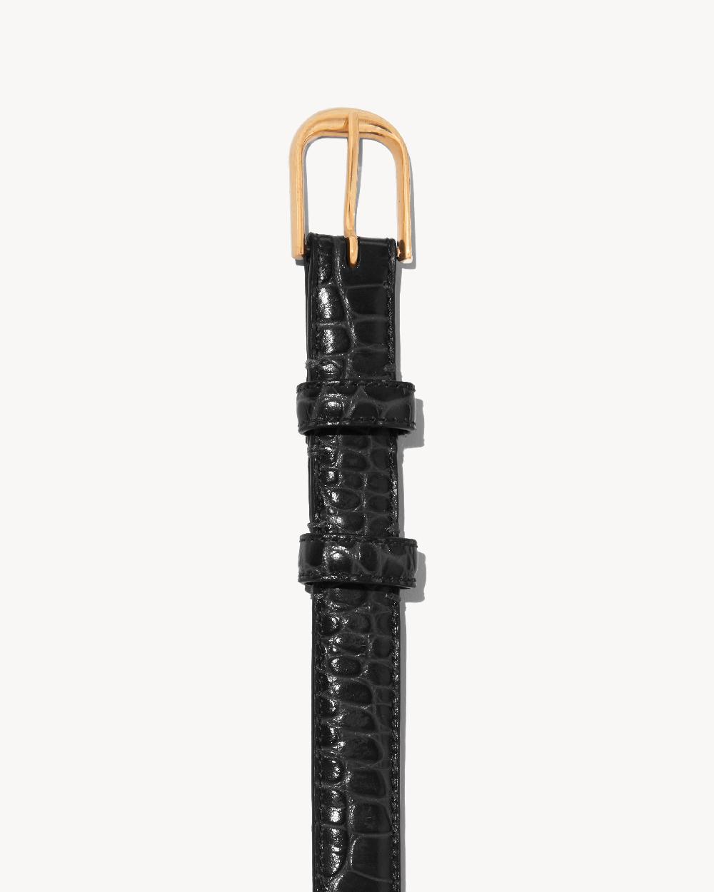 Nili Lotan JANE BELT BLACK W/SHINY BRASS BUCKLE