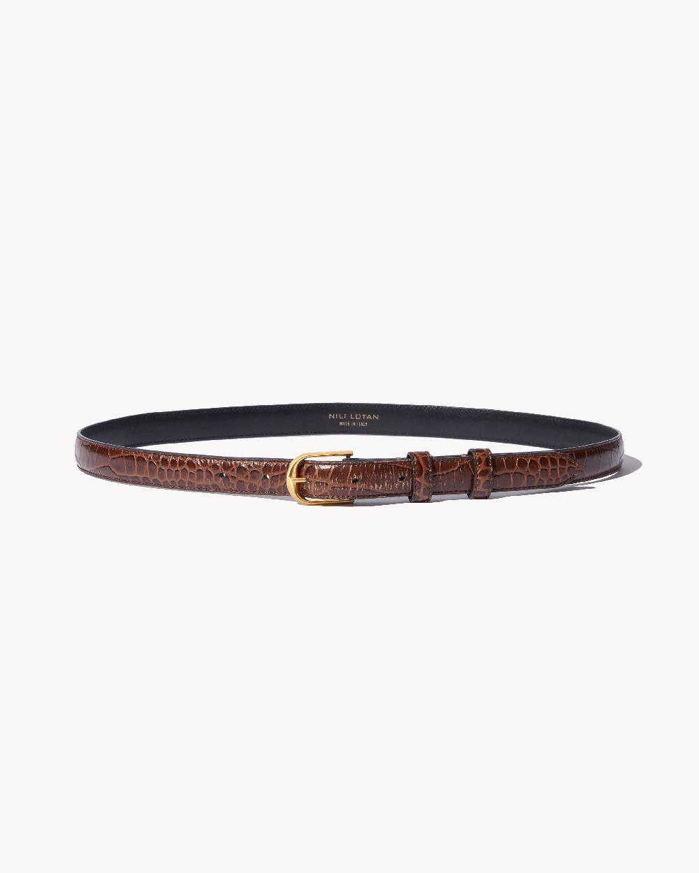 Nili Lotan JANE BELT BLACK W/SHINY BRASS BUCKLE