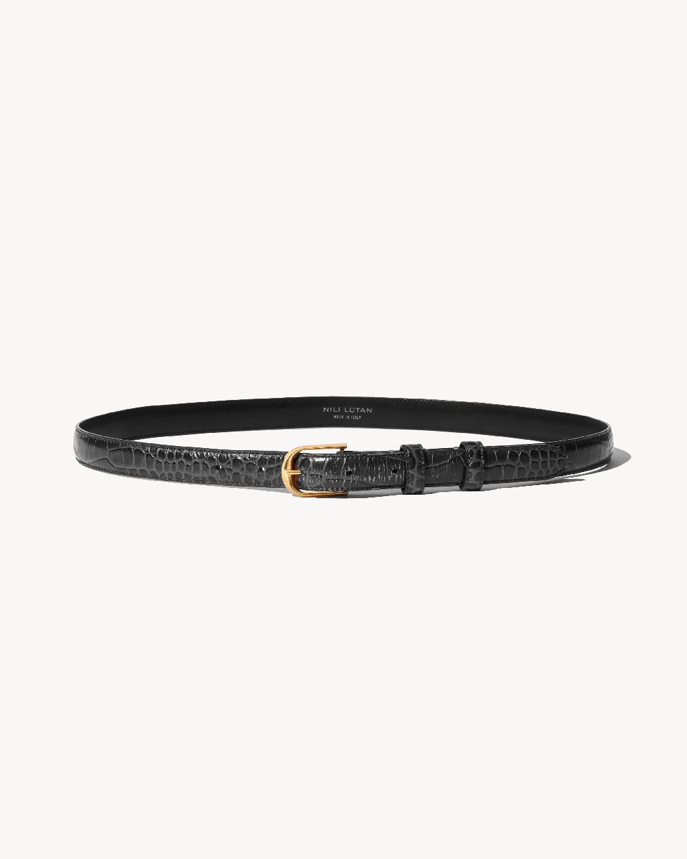 nili lotan JANE BELT BLACK W/SHINY BRASS BUCKLE