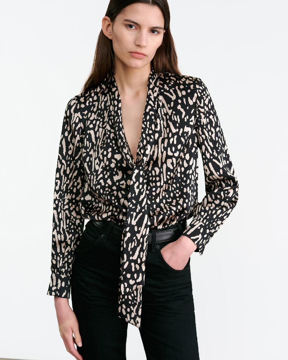 Nili Lotan JANESE SILK BLOUSE BLACK