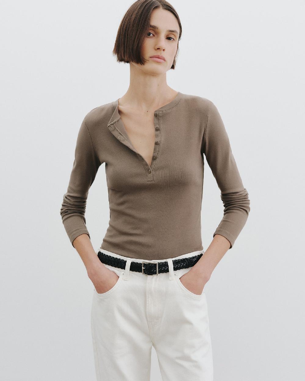 Nili Lotan JORDAN HENLEY TEE ARMY GREY
