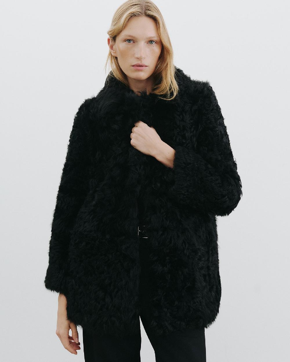 Nili Lotan JOSIE SHEARLING COAT BLACK