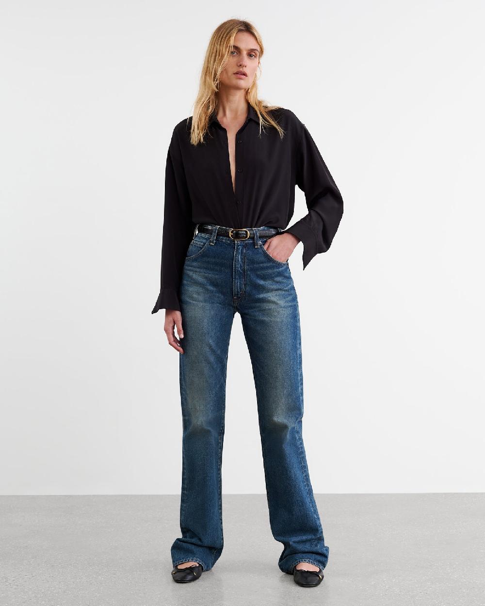 Nili Lotan JULIEN SILK BLOUSE BLACK
