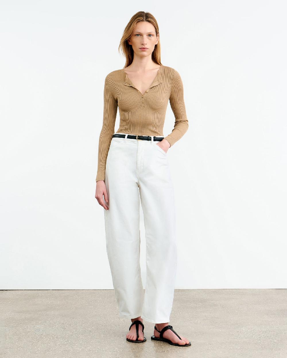 Nili Lotan KYRIE SILK KNIT SWEATER CAMEL