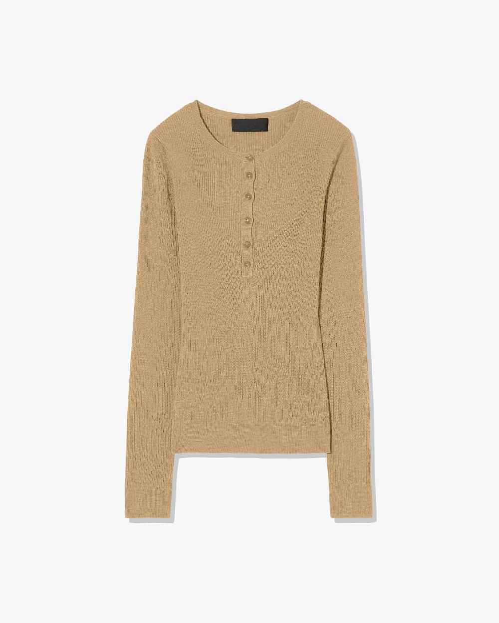 nili lotan KYRIE SILK KNIT SWEATER CAMEL