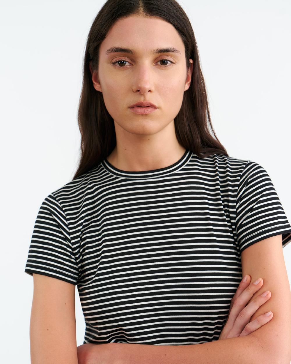 Nili Lotan LANA TEE BLACK/IVORY STRIPE